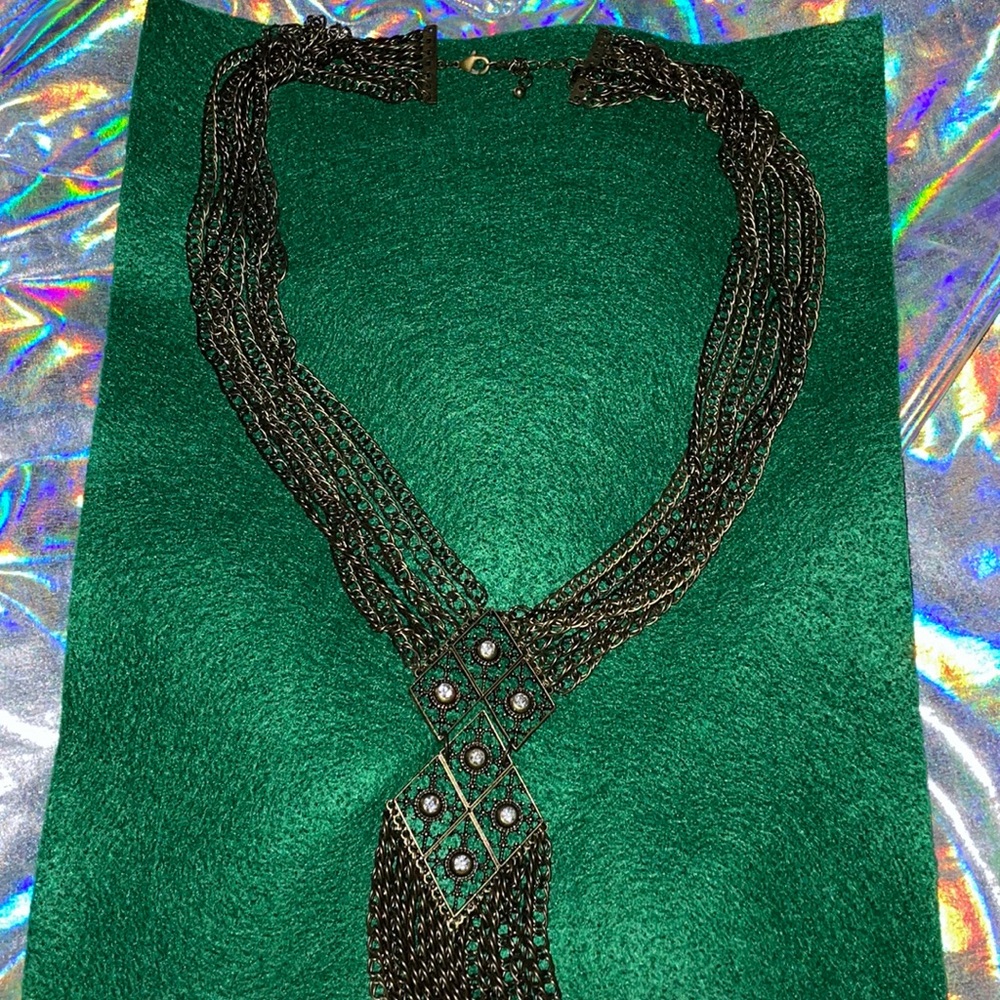 Bronze chain necklace w/ stones.